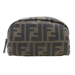 FENDI Zucca Pouch Canvas Brown Unisex