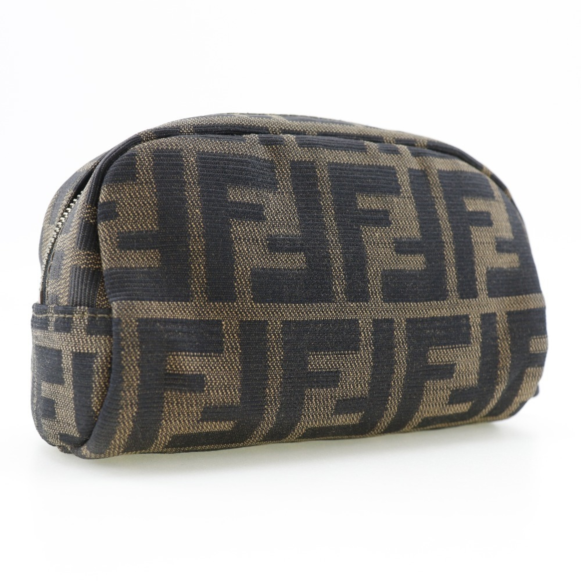 FENDI Zucca Pouch Canvas Brown Unisex