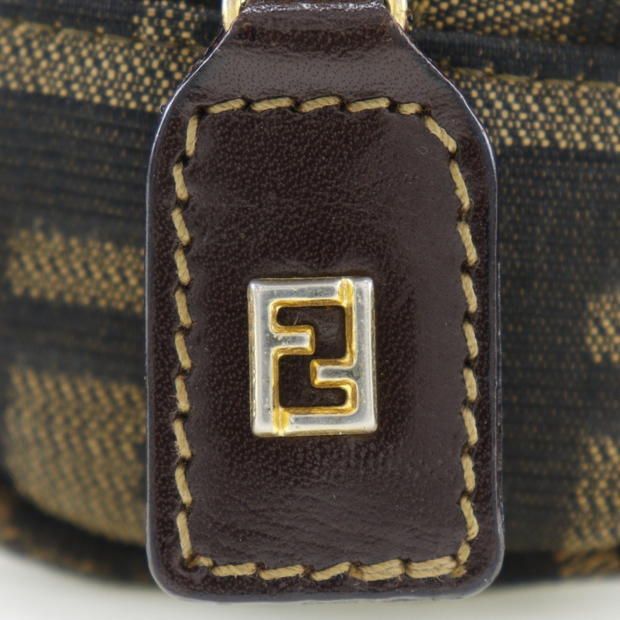 FENDI Zucca Pouch Canvas Brown Unisex