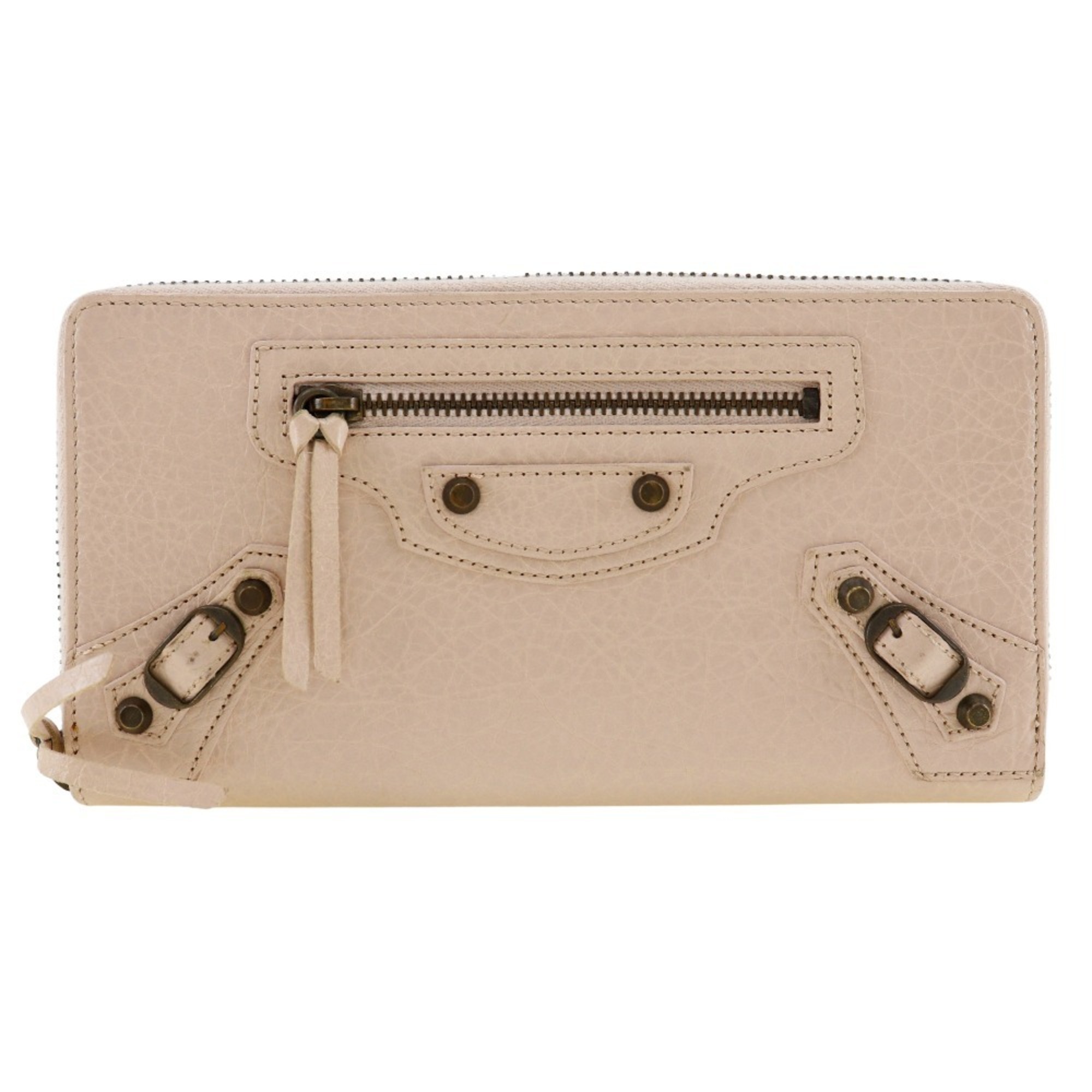 BALENCIAGA Classic Continental Long Wallet 253036 Calf Beige Pink Women's