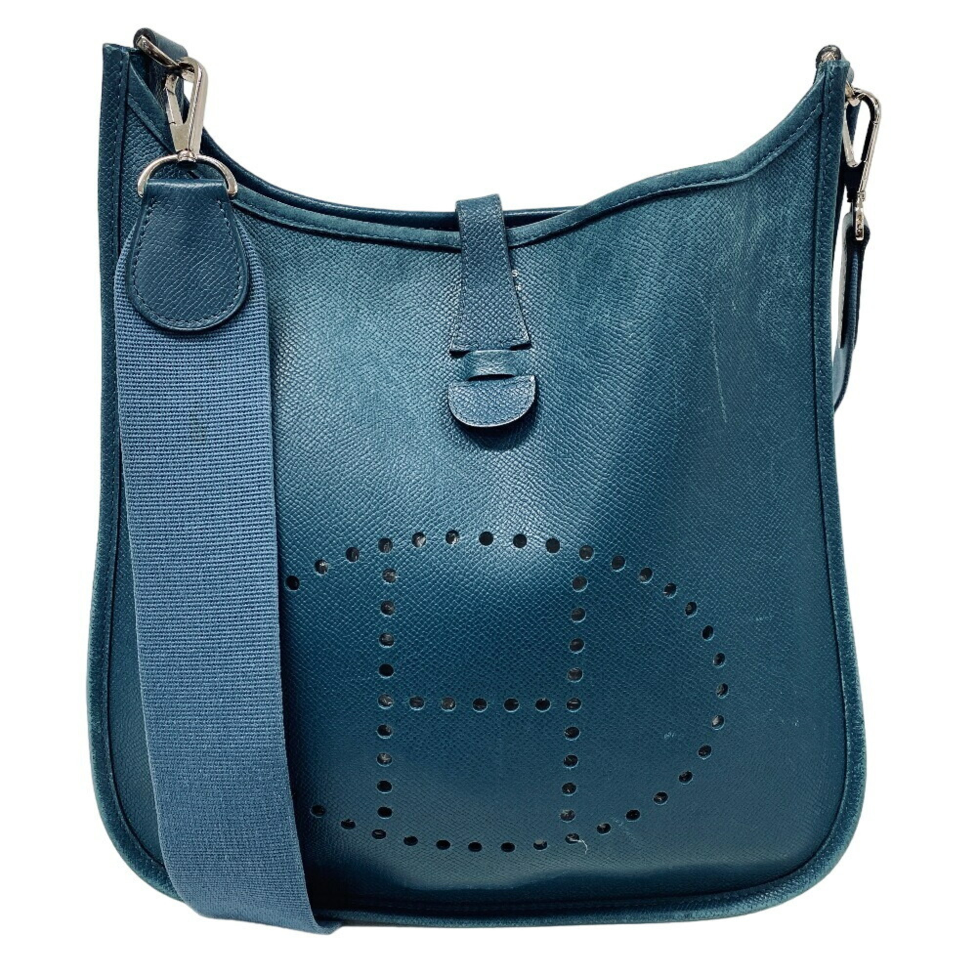 HERMES Evelyn 1 29 PM 2008 Blue de Plus Shoulder Bag Women's