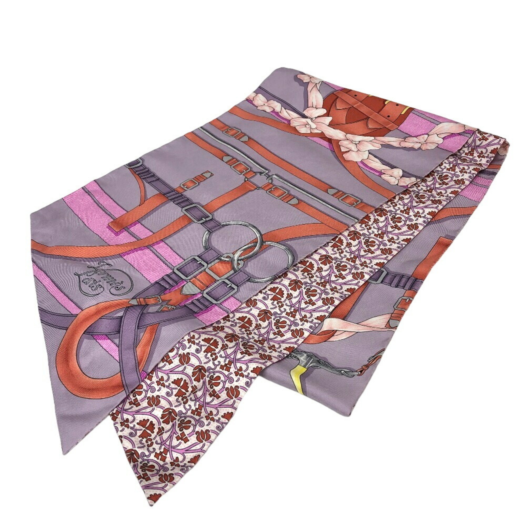 HERMES Maxi Twilly Cut Scarf Muffler Purple Women's