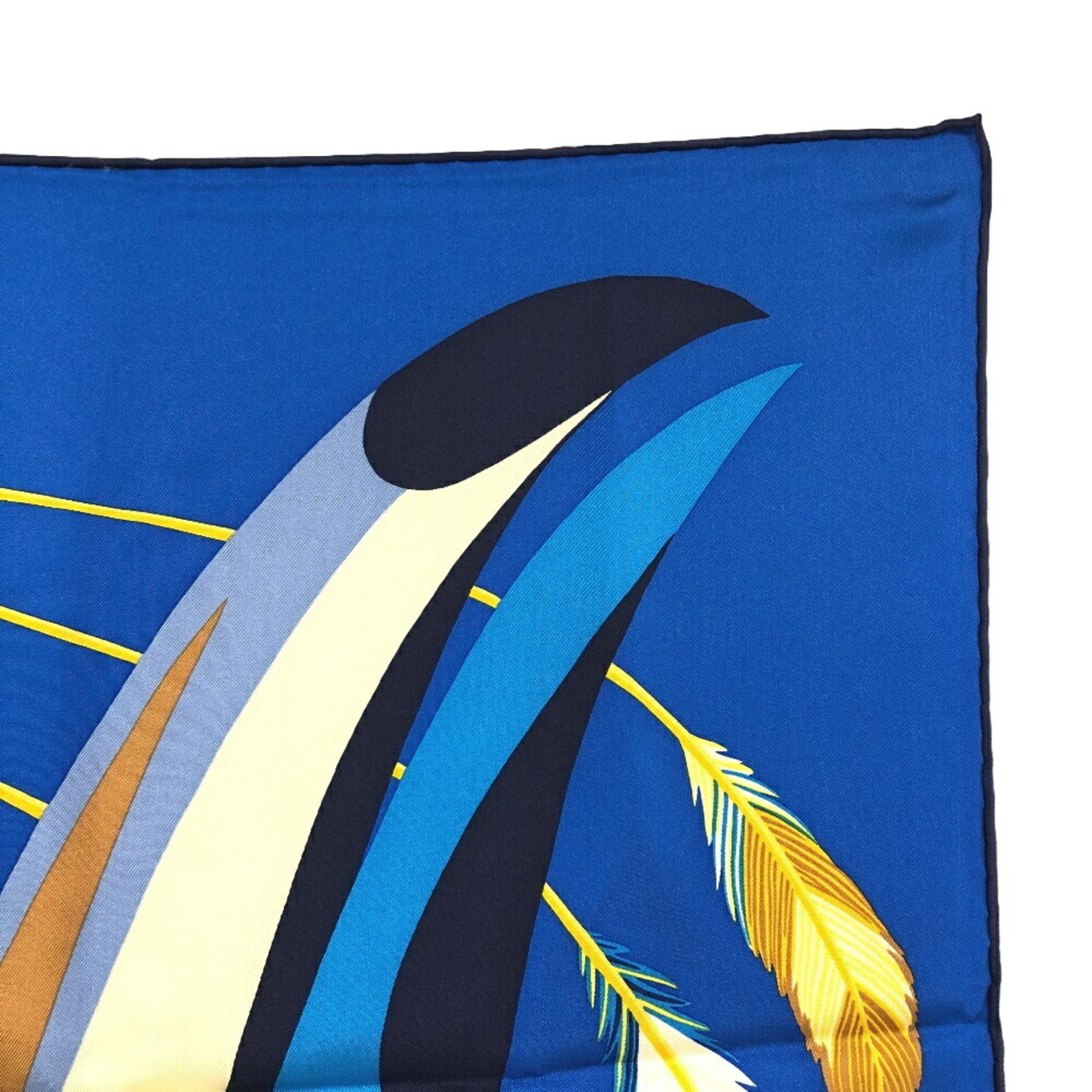 HERMES Hermes Carre 90 Toucans de Paradis Scarf Muffler Blue Women's