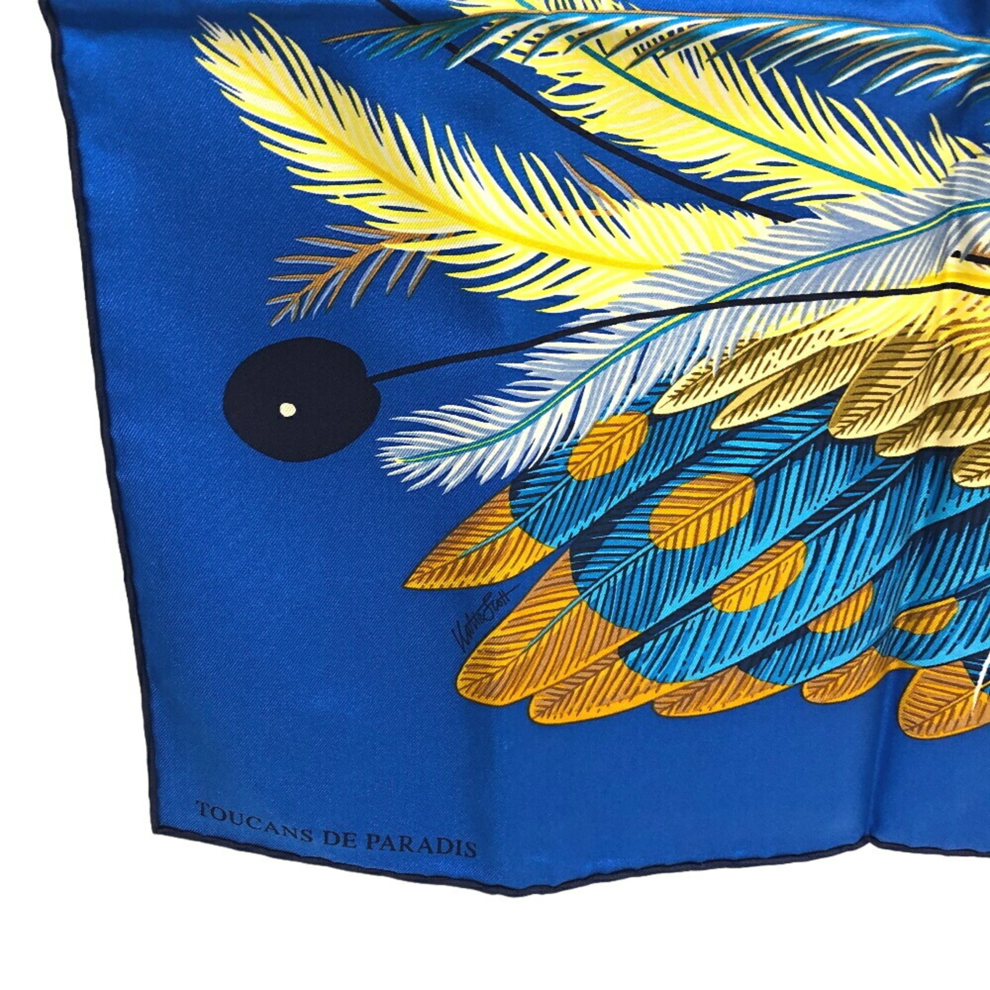 HERMES Hermes Carre 90 Toucans de Paradis Scarf Muffler Blue Women's