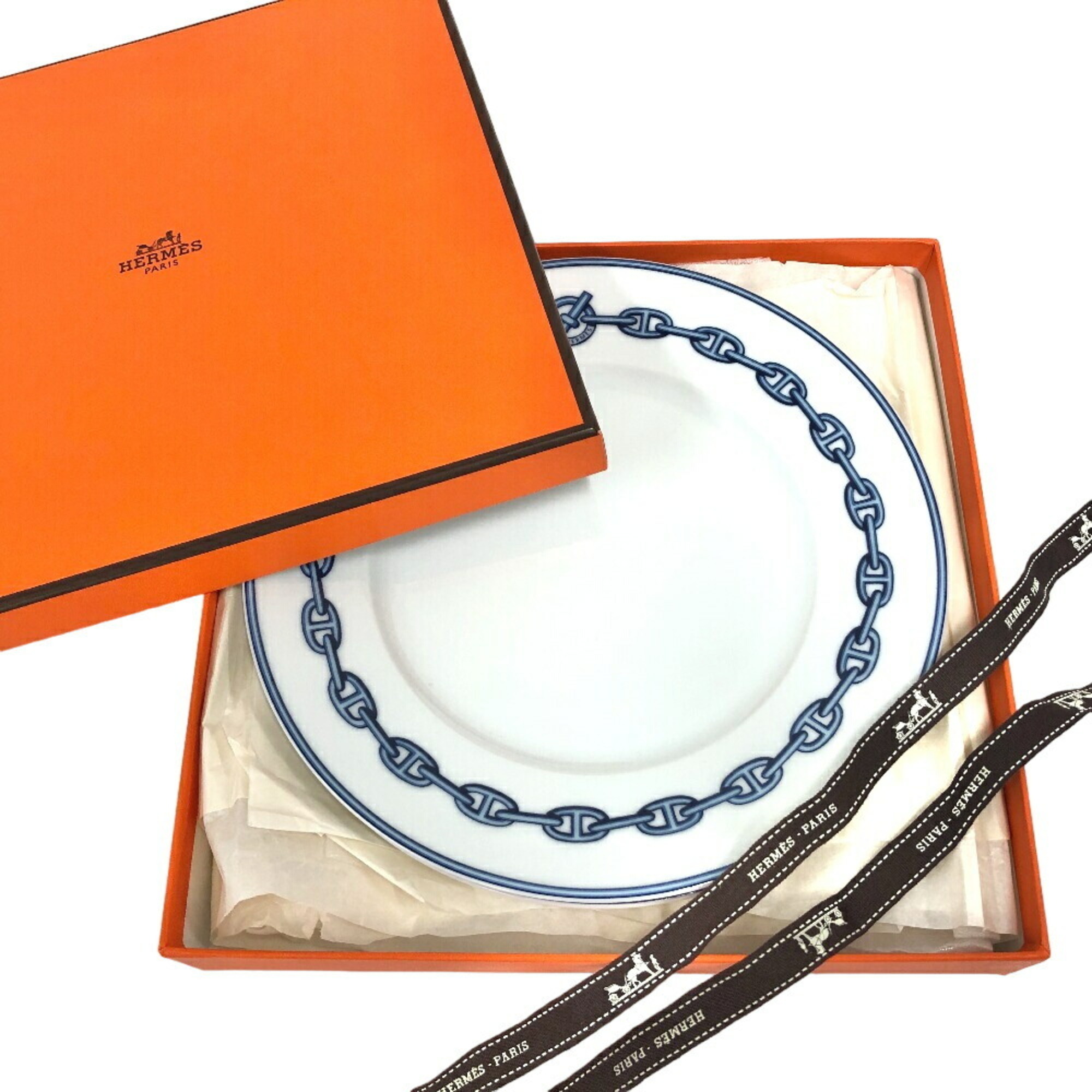 HERMES Hermes Chaine d'Ancre Large Plate Set White Unisex