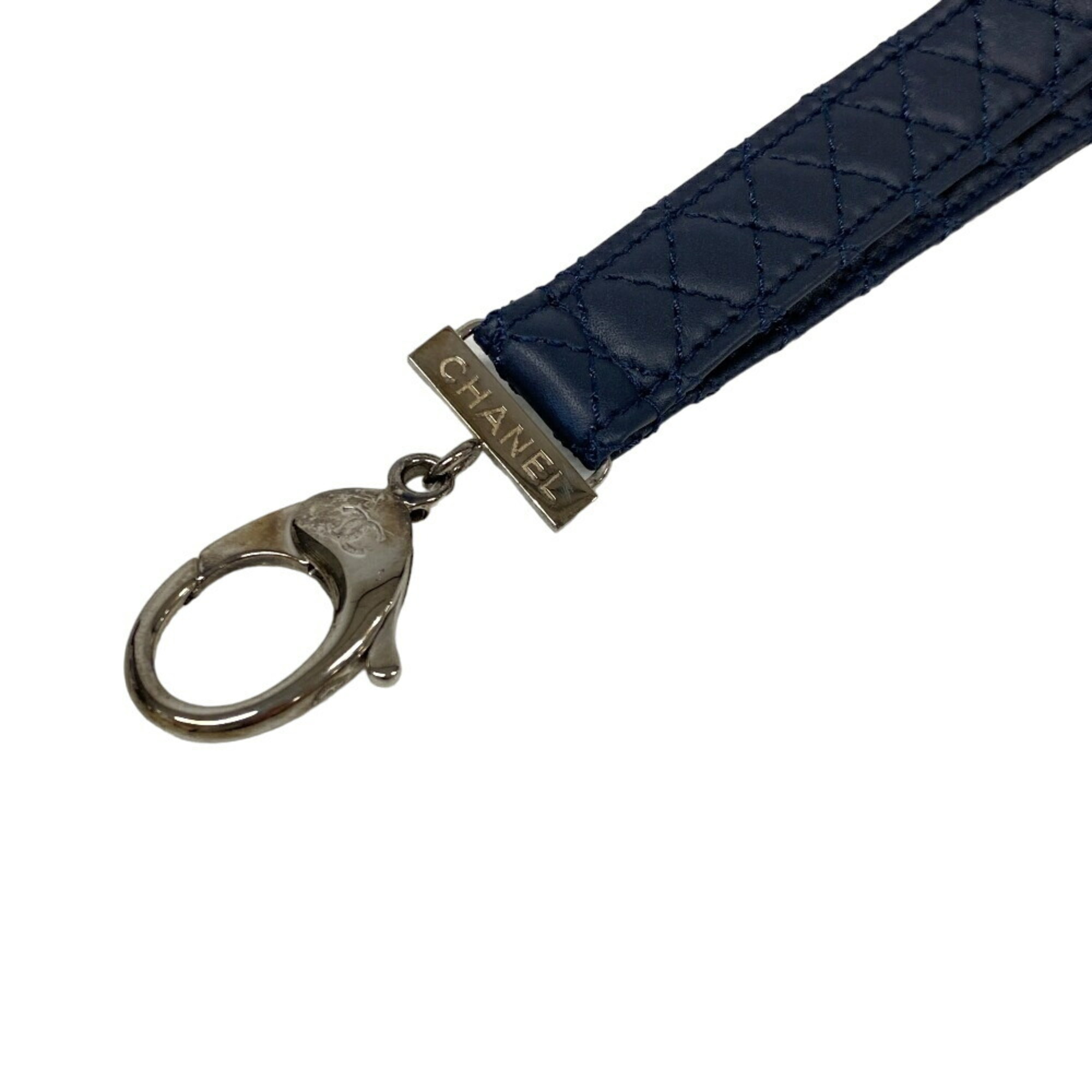 CHANEL Chanel Neck Strap Coco Mark Accessory Navy Women's