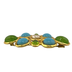 CHANEL Gripoa 93P Faux Pearl Brooch Blue Unisex