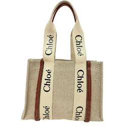 Chloé Chloe Woody Medium Tote Bag Beige Women's