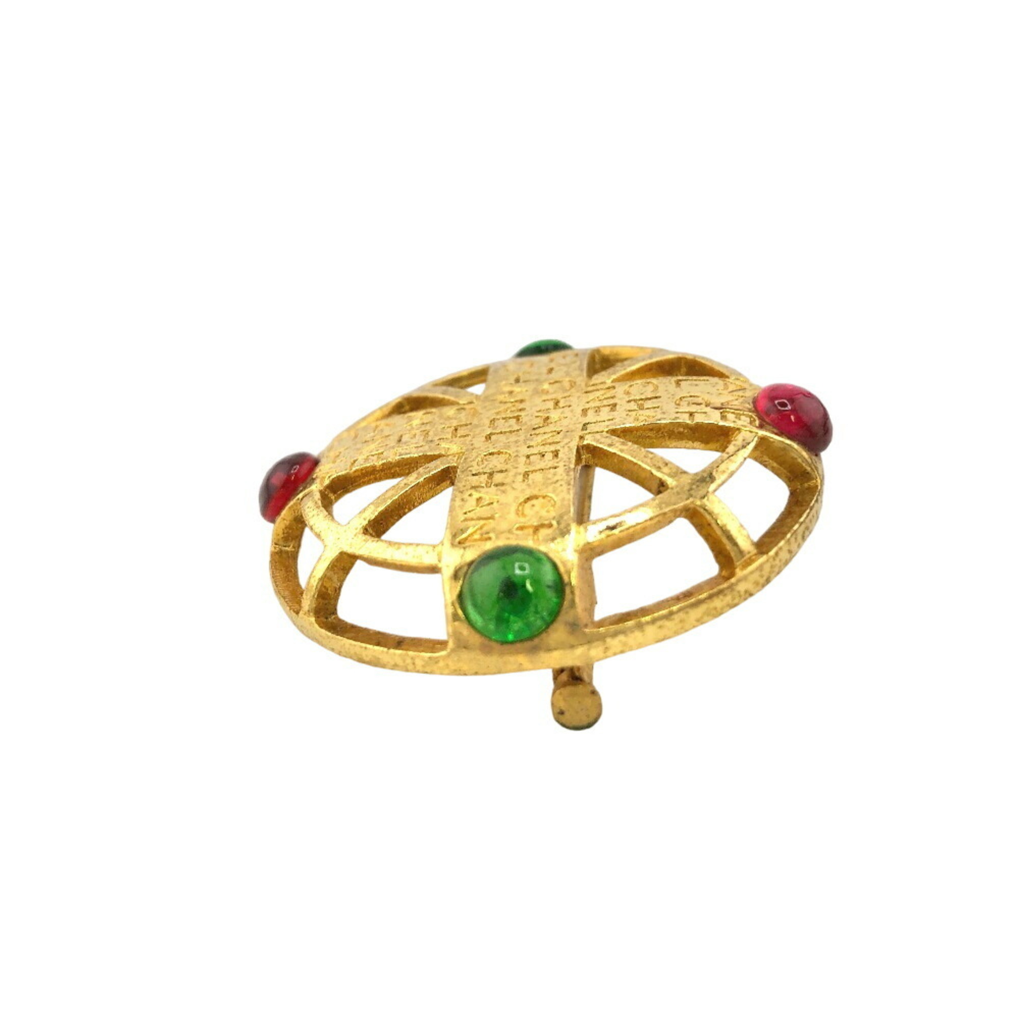 CHANEL Gripoa Color Stone Brooch Gold Unisex