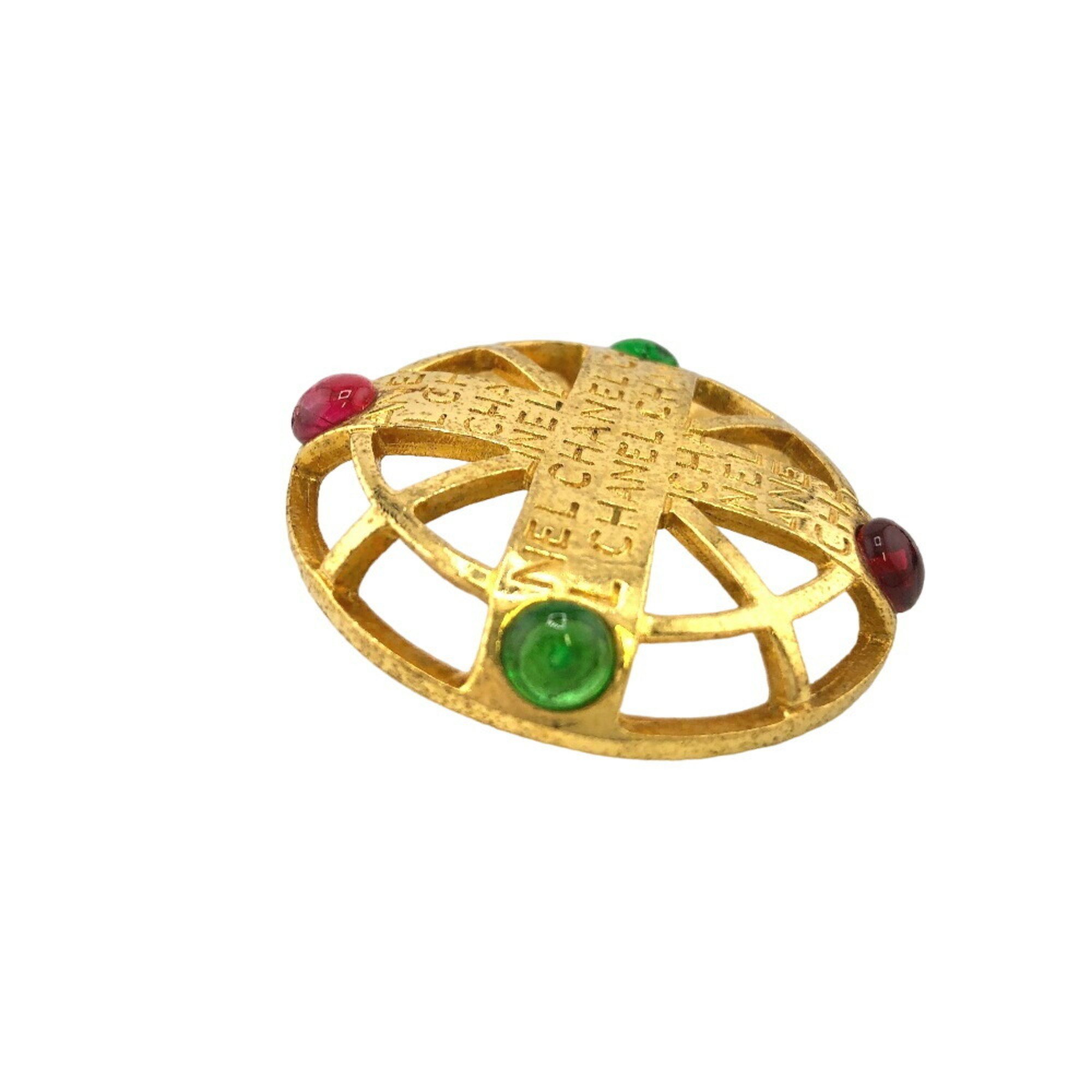 CHANEL Gripoa Color Stone Brooch Gold Unisex