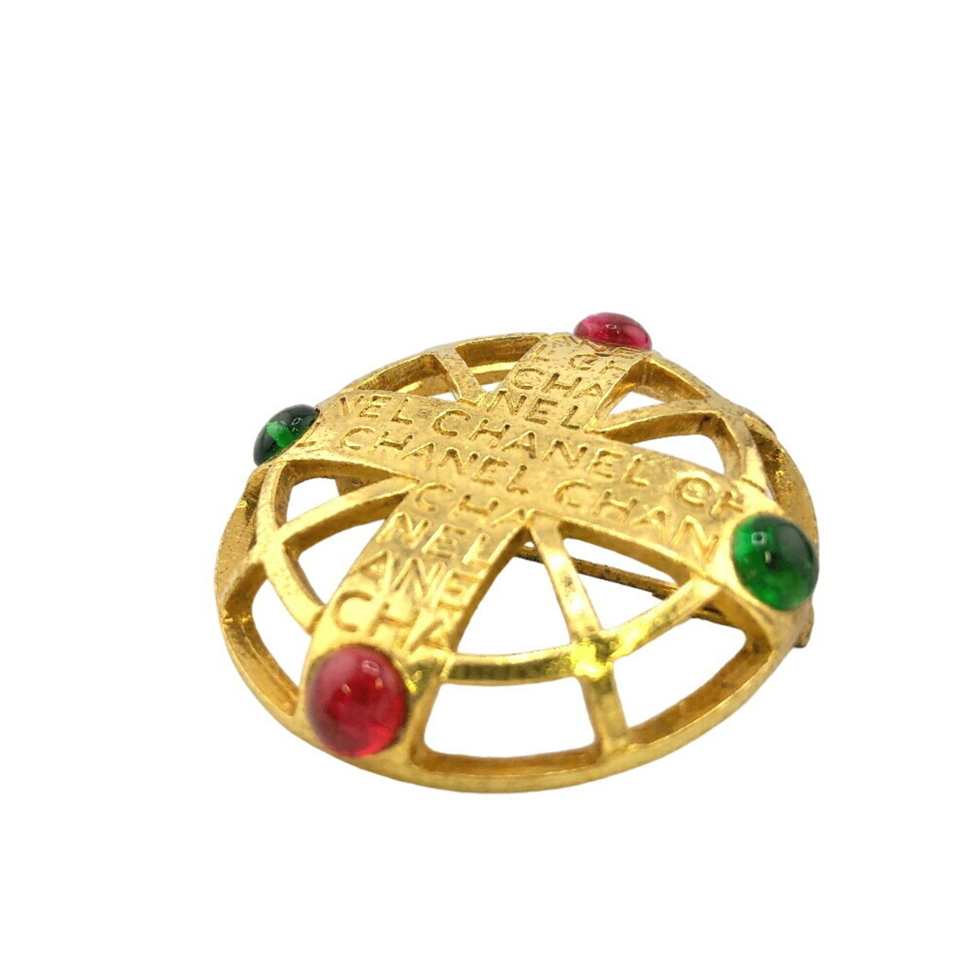 CHANEL Gripoa Color Stone Brooch Gold Unisex