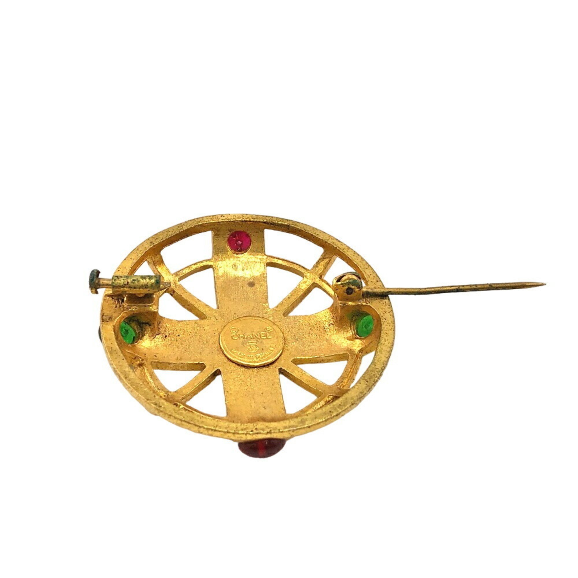 CHANEL Gripoa Color Stone Brooch Gold Unisex