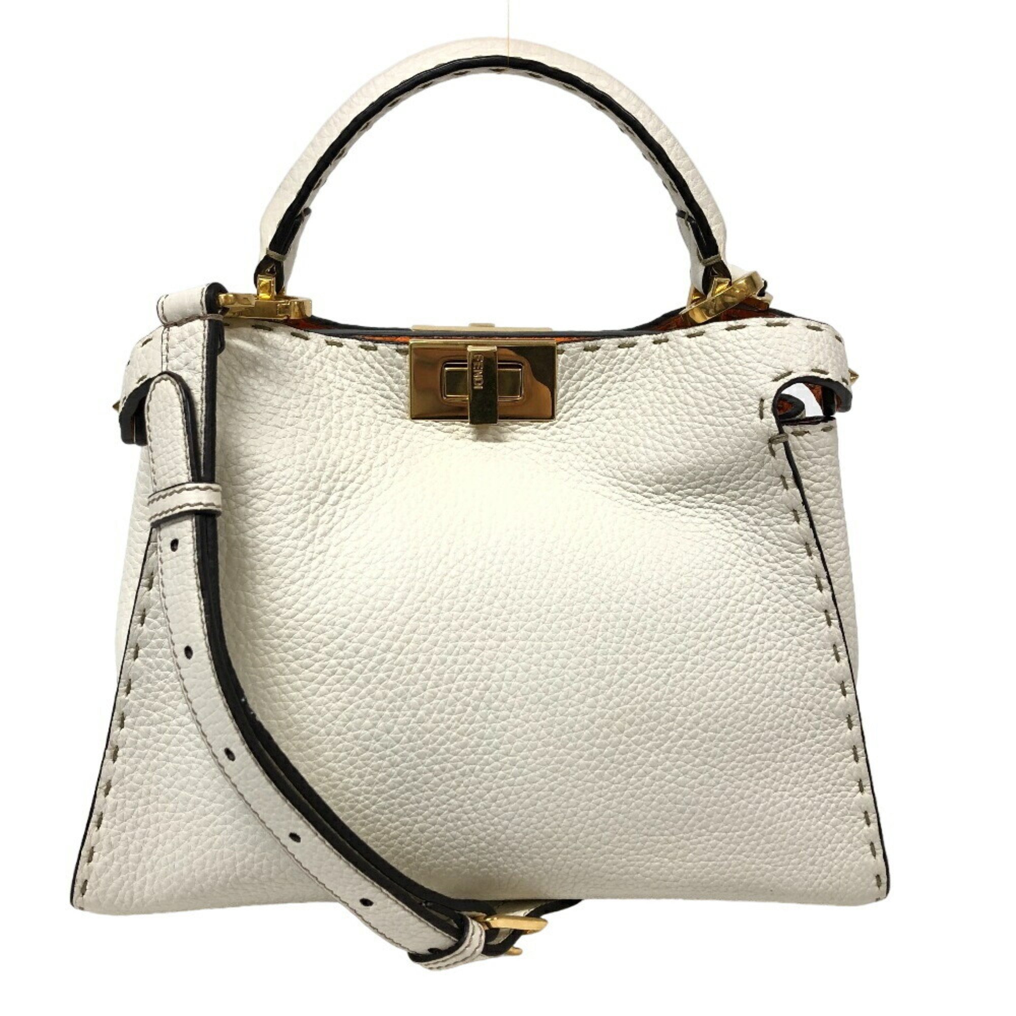 FENDI 8BN302 Peekaboo Essential Selleria Shoulder Bag White Women s eLADY Globazone