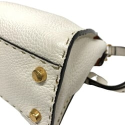 FENDI 8BN302 Peekaboo Essential Selleria Shoulder Bag White Women's