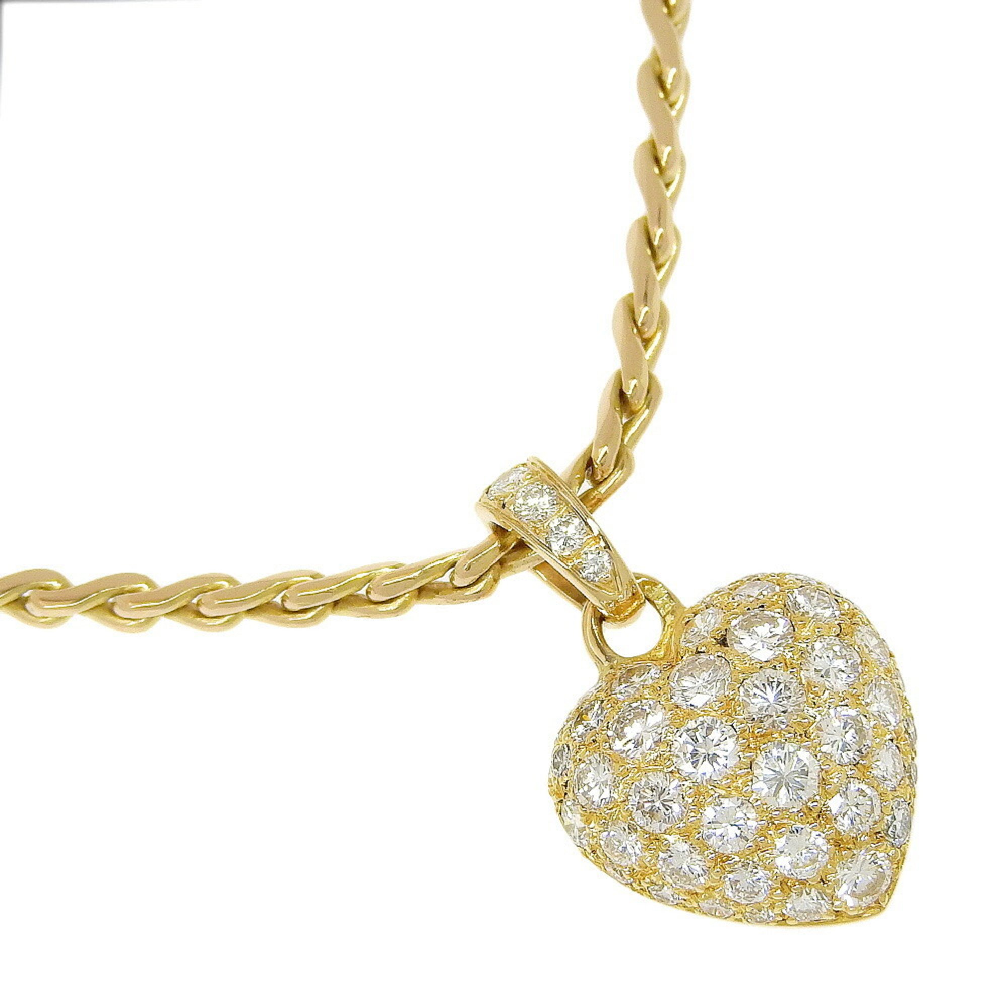 Cartier Heart Pave Necklace K18 Yellow Gold x Diamond Approx. 19.0g Women's