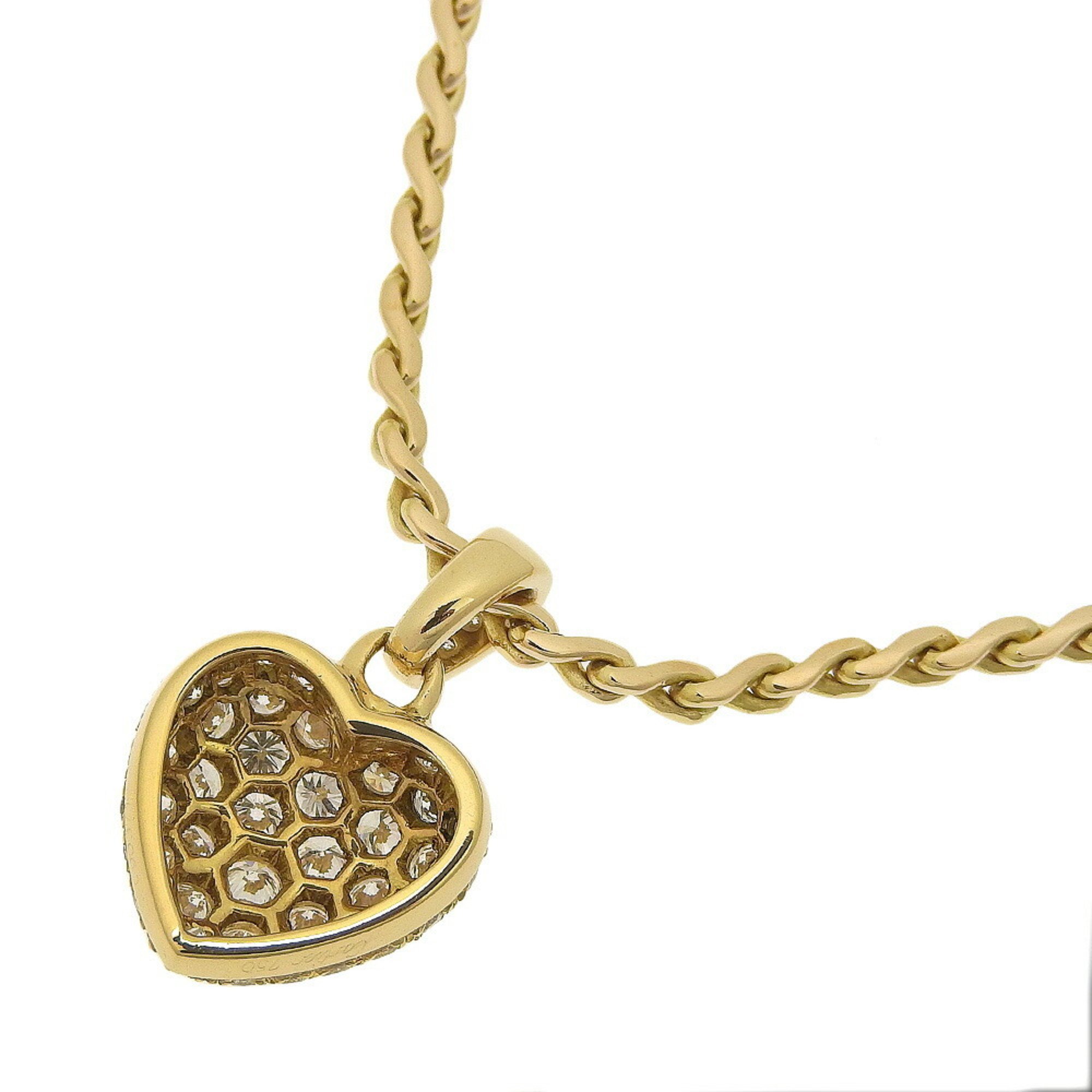 Cartier Heart Pave Necklace K18 Yellow Gold x Diamond Approx. 19.0g Women's