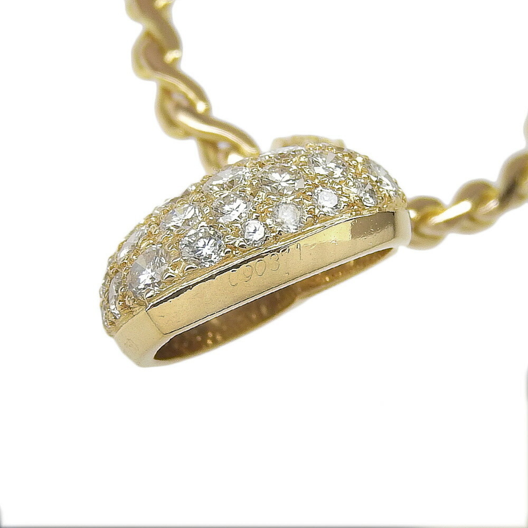 Cartier Heart Pave Necklace K18 Yellow Gold x Diamond Approx. 19.0g Women's