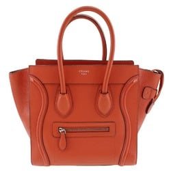 CELINE Luggage Micro Handbag Calf Red A5 Women's