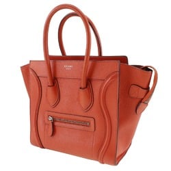 CELINE Luggage Micro Handbag Calf Red A5 Women's