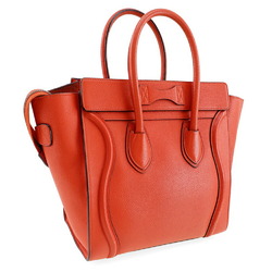 CELINE Luggage Micro Handbag Calf Red A5 Women's