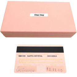 Miu Miu Miu Nappa Crystal Women's Long Wallet Leather Pink