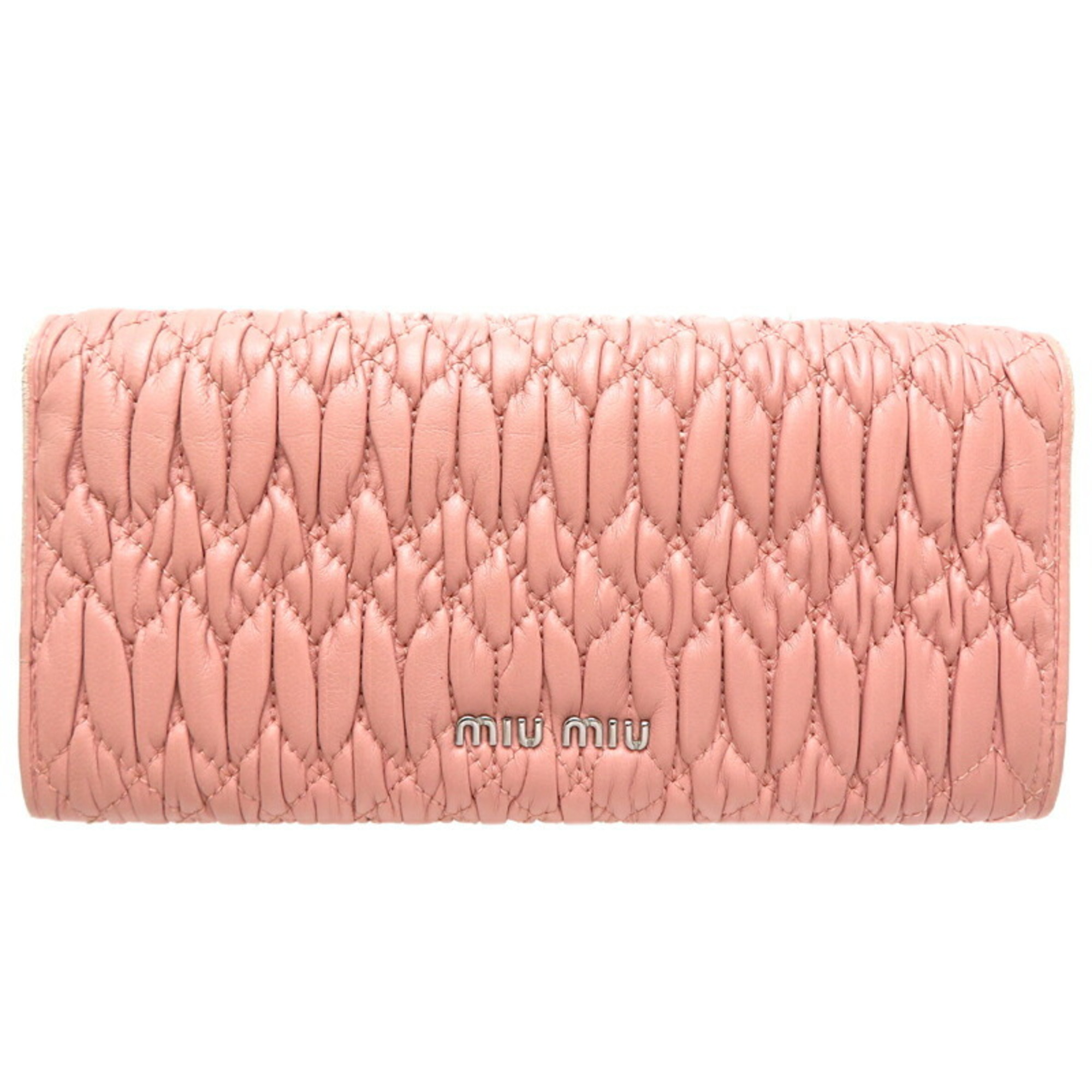 Miu Miu Miu Nappa Crystal Women's Long Wallet Leather Pink