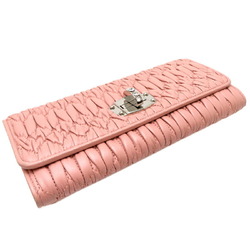 Miu Miu Miu Nappa Crystal Women's Long Wallet Leather Pink