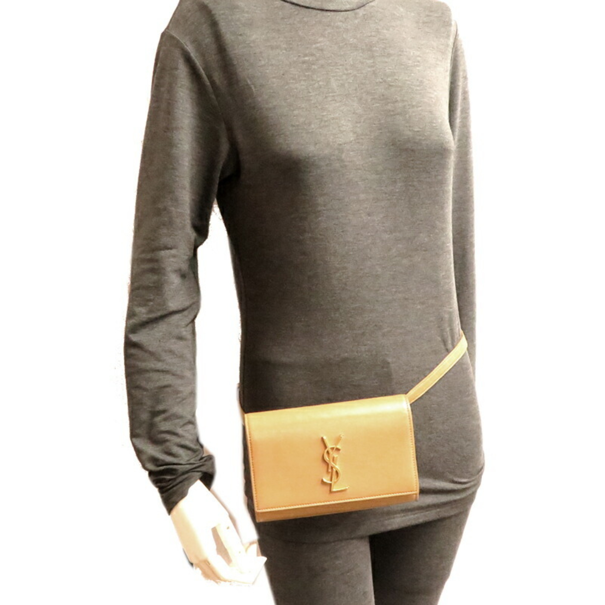 Yves Saint Laurent Cassandra Women's Waist Bag in Beige Leather