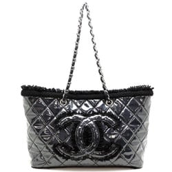 Chanel Fanny Chain Women's Tote Bag 7155 Tweed Black