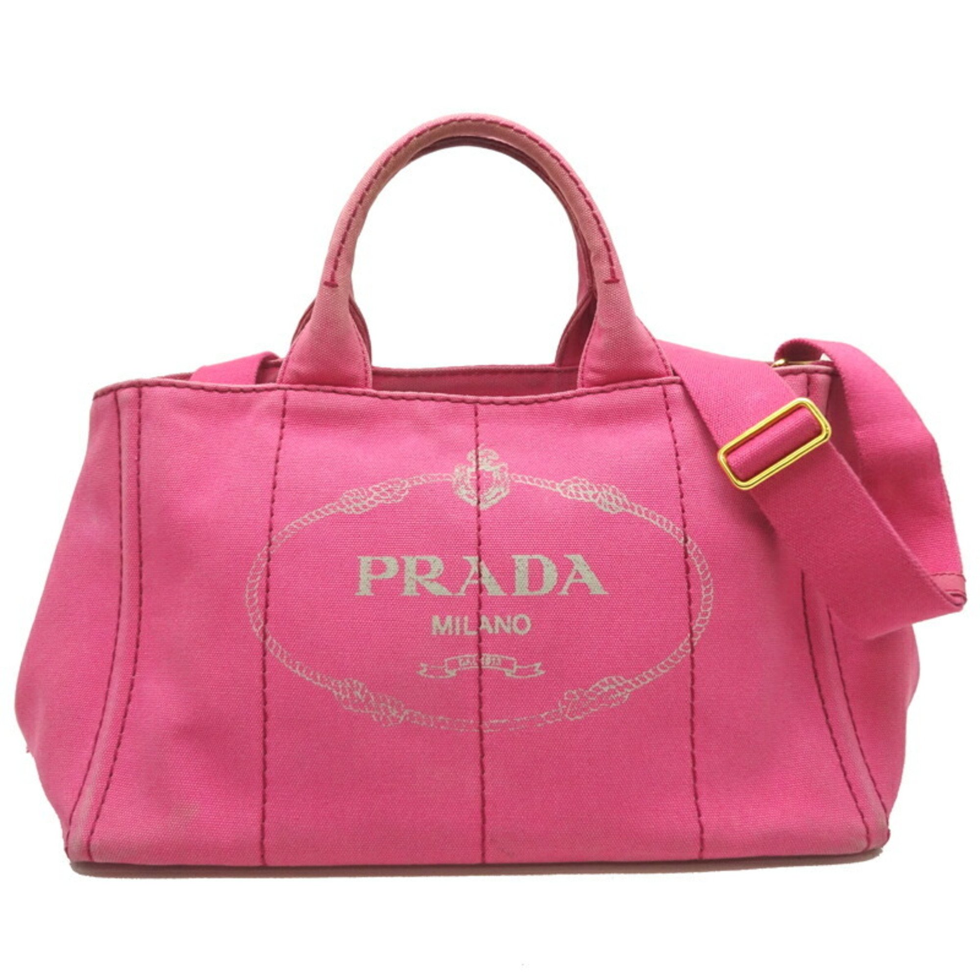 Prada CANAPA Tote Women's Handbag 1BG642 Canvas Pink