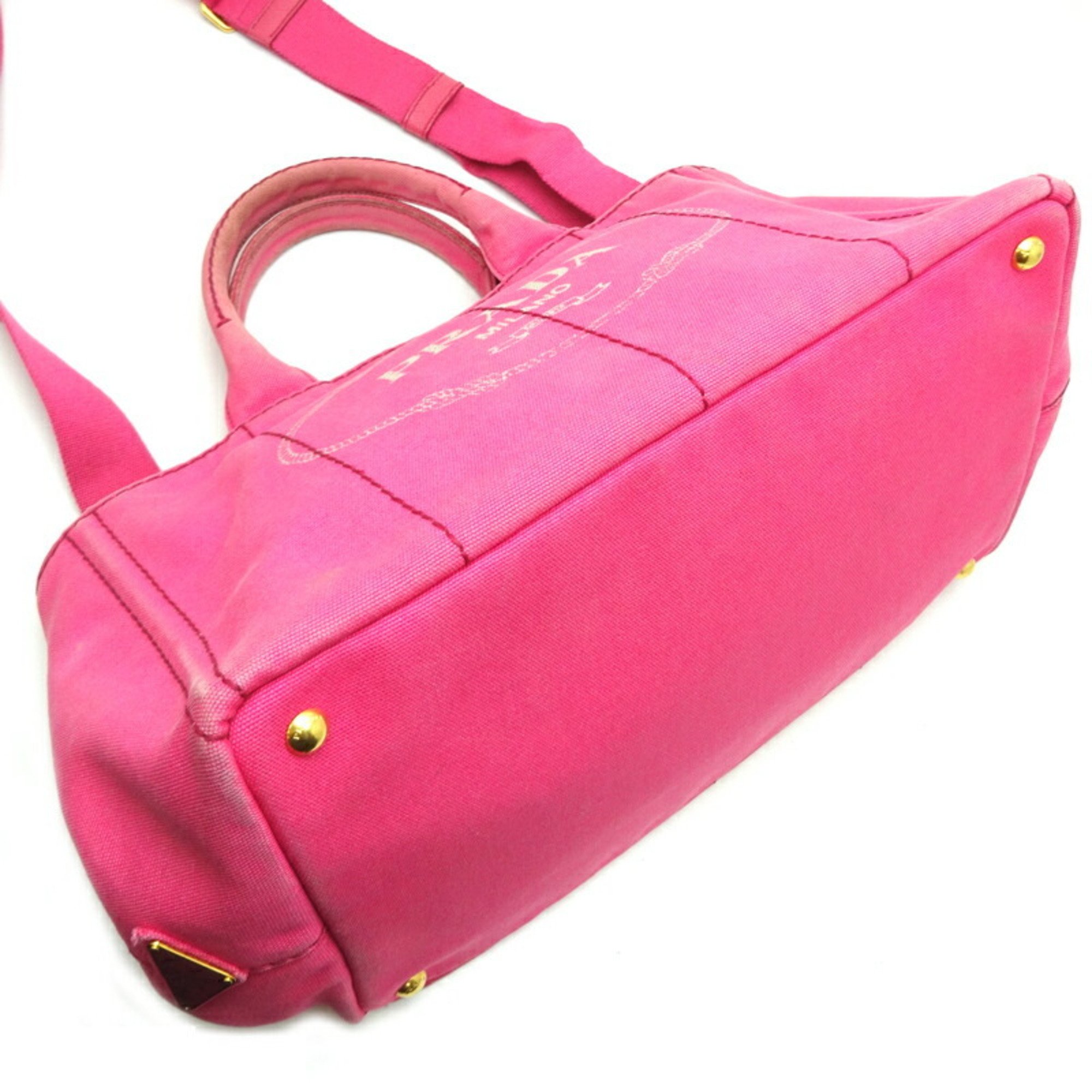 Prada CANAPA Tote Women's Handbag 1BG642 Canvas Pink