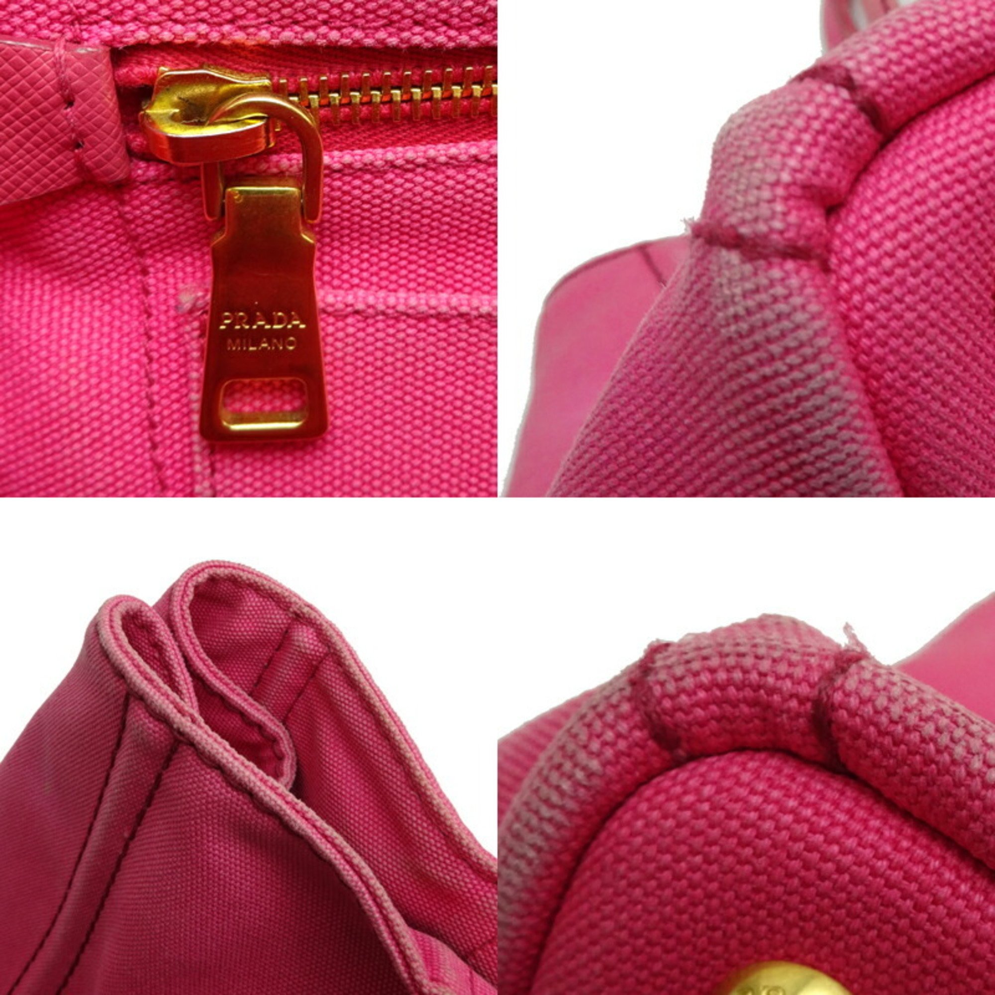 Prada CANAPA Tote Women's Handbag 1BG642 Canvas Pink