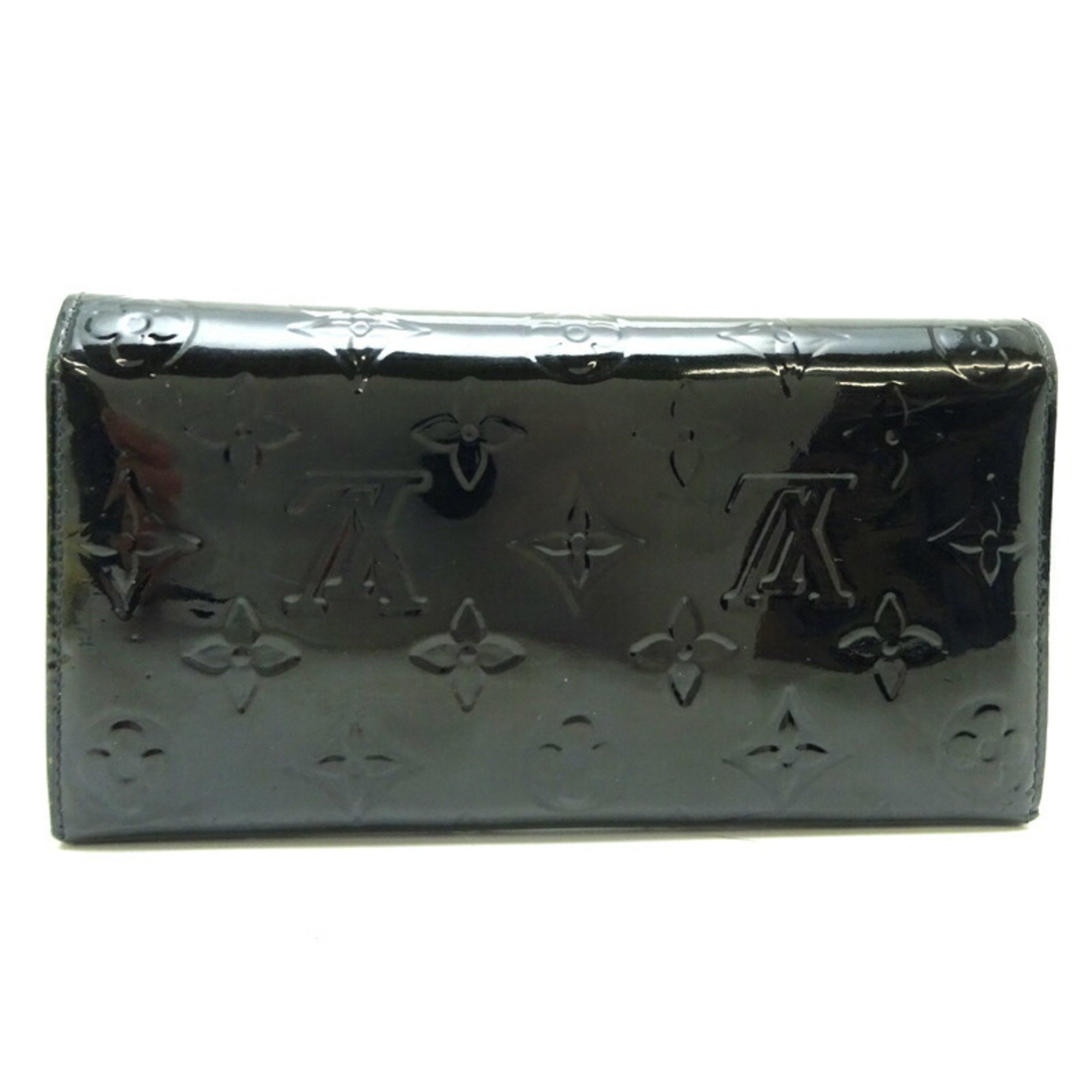 Louis Vuitton Portefeuille Sarah has a sweet touch. Women's long wallet M90080 Monogram Vernis Noir Manietique (Black)