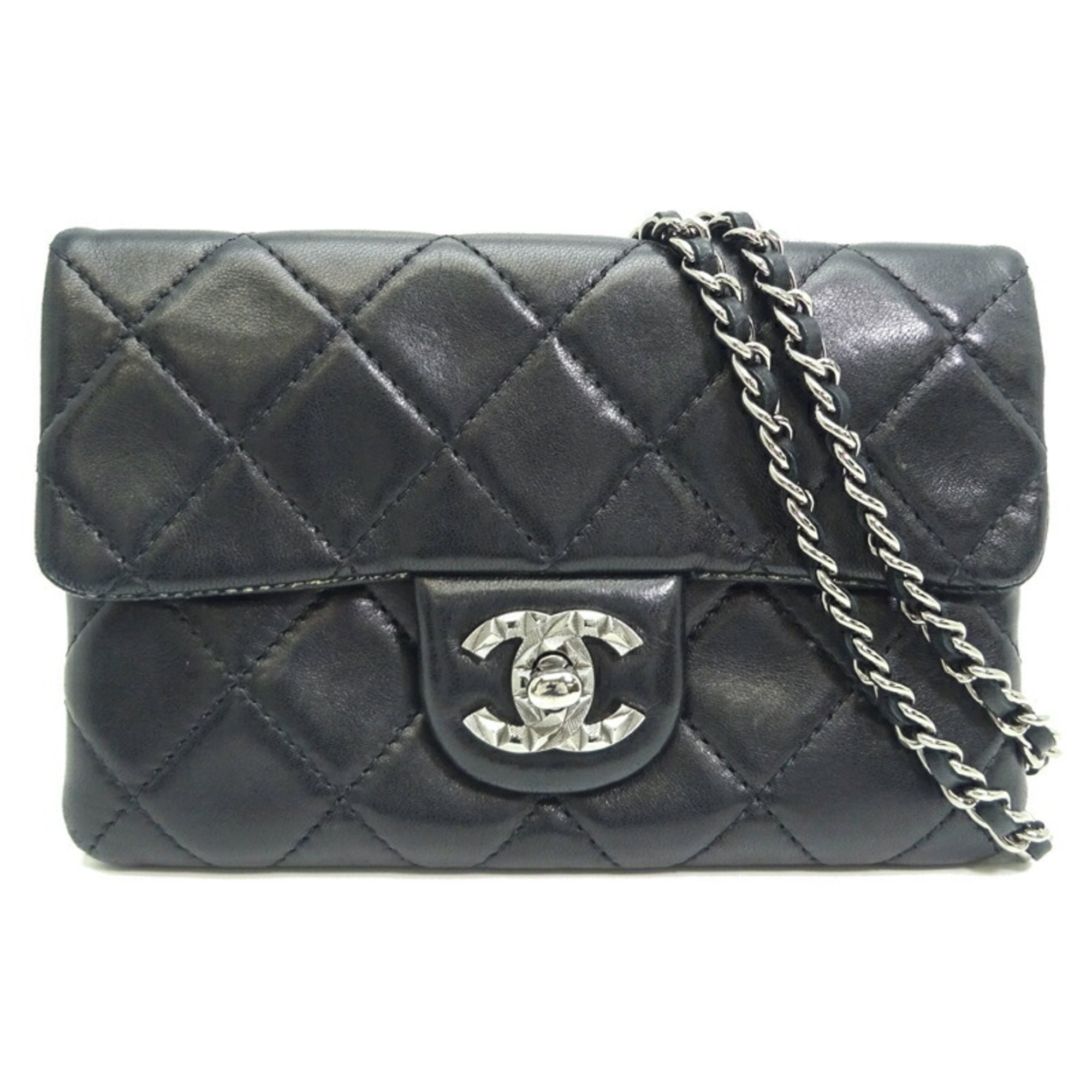 Chanel Matelasse Chain Shoulder Women's Bag Lambskin Black