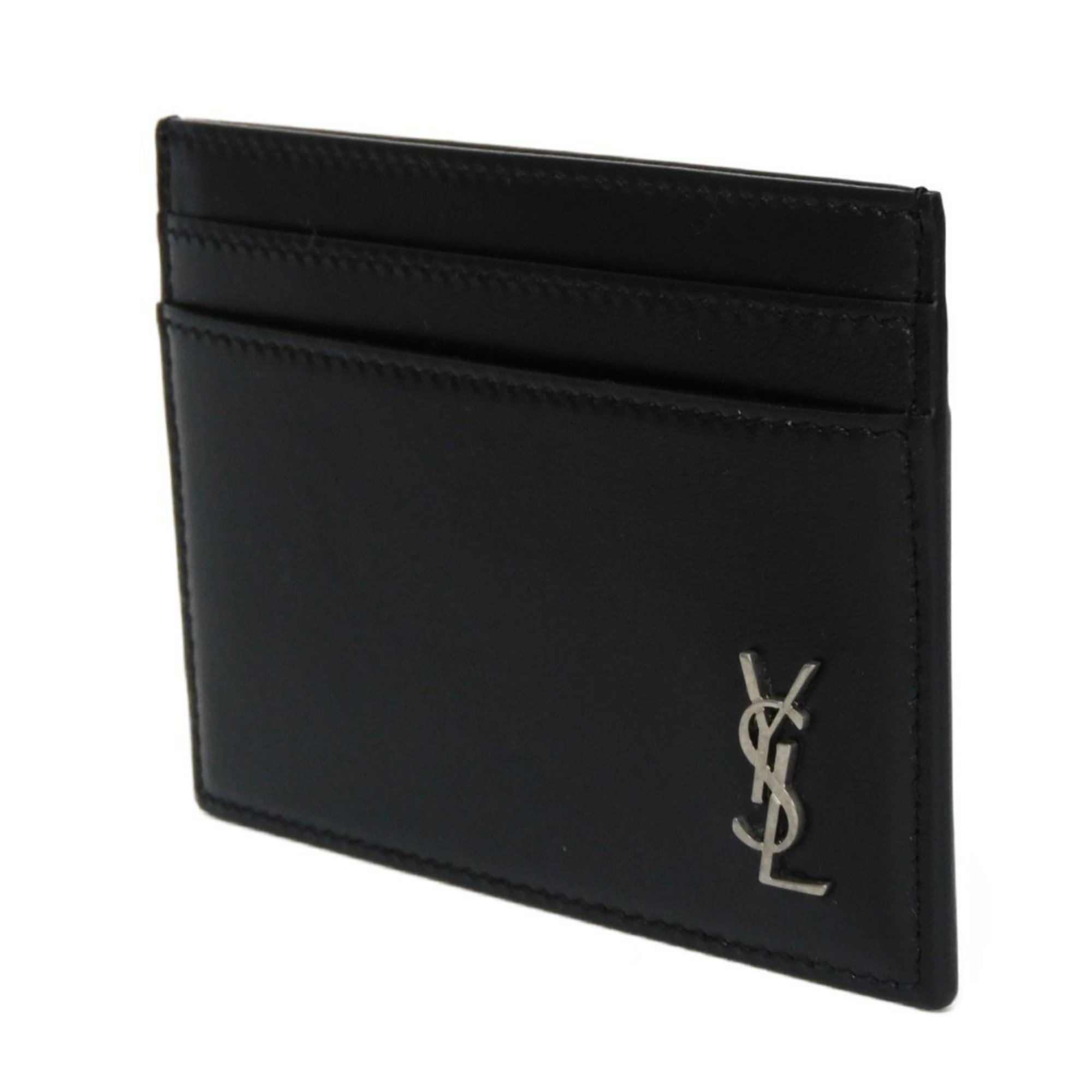 Yves Saint Laurent Saint Laurent Paris Tiny Monogram Card Case Holder Smooth RFID IC Chip YSL Black 607603 1JB0E 1000 Men's