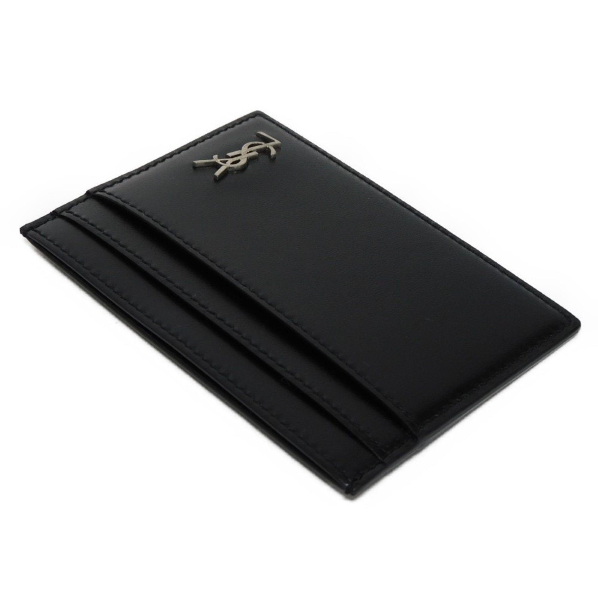 Yves Saint Laurent Saint Laurent Paris Tiny Monogram Card Case Holder Smooth RFID IC Chip YSL Black 607603 1JB0E 1000 Men's