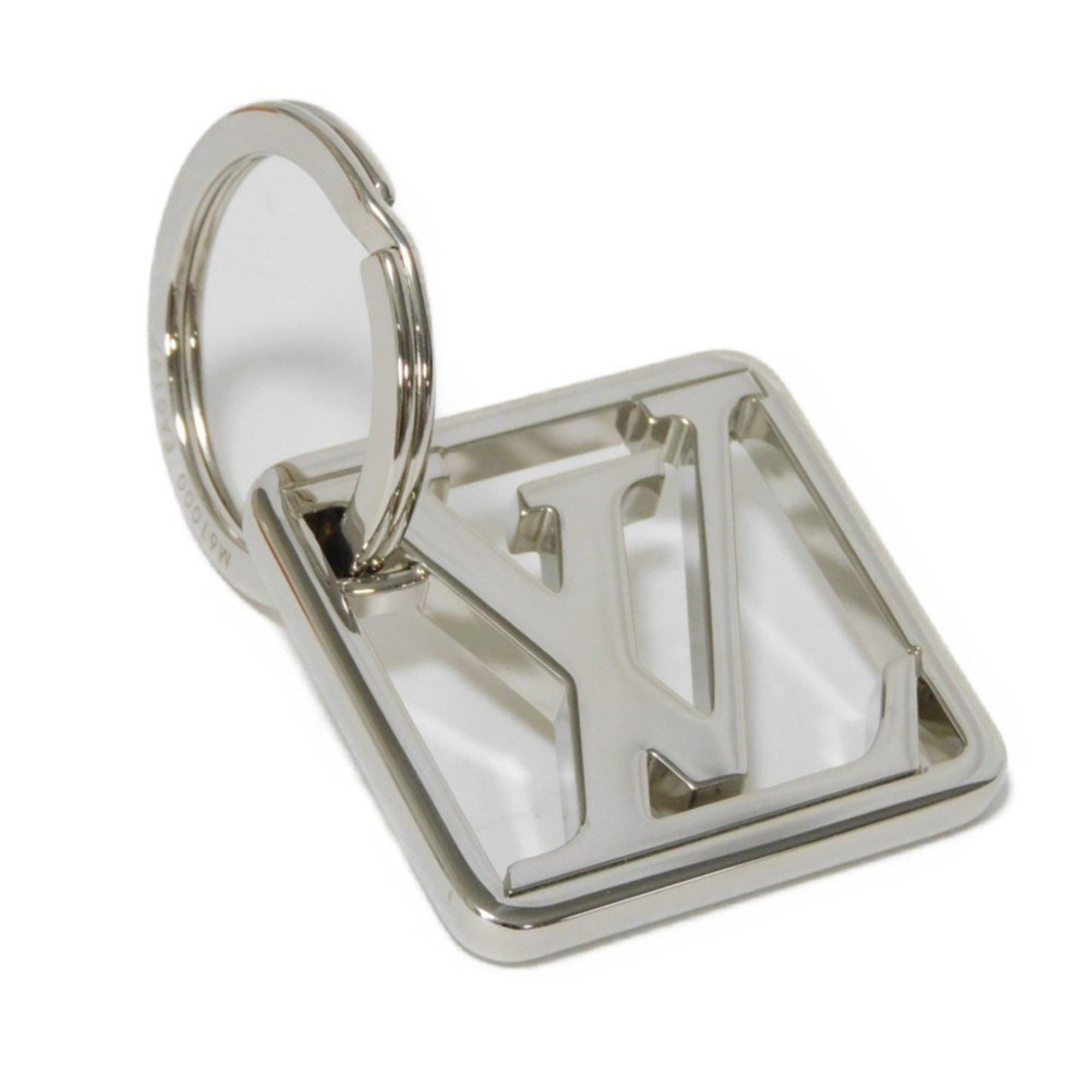 Louis Vuitton LOUIS VUITTON Keychain Initial Frame Square Keyring LV Metal Silver M61000 Men's Women's