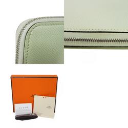 Hermes HERMES Coin Case Azap Compact Silk In Pastel Light Green Henliberte Veau Epsom Vert Fizz U Stamp Women's