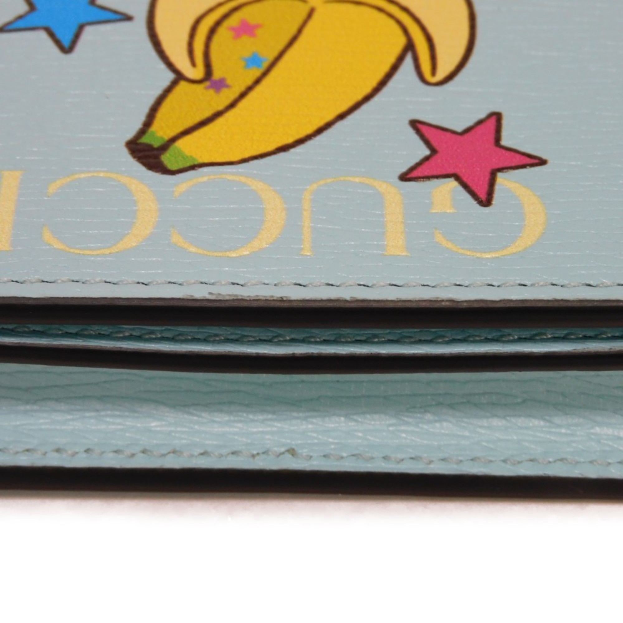 Gucci GUCCI Bi-fold wallet Bananya Compact Banana Unicorn Star Pastel Blue 701009 Women's