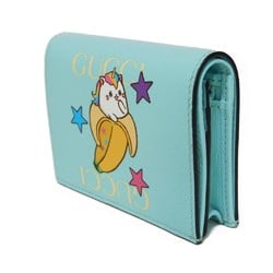 Gucci GUCCI Bi-fold wallet Bananya Compact Banana Unicorn Star Pastel Blue 701009 Women's