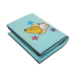 Gucci GUCCI Bi-fold wallet Bananya Compact Banana Unicorn Star Pastel Blue 701009 Women's