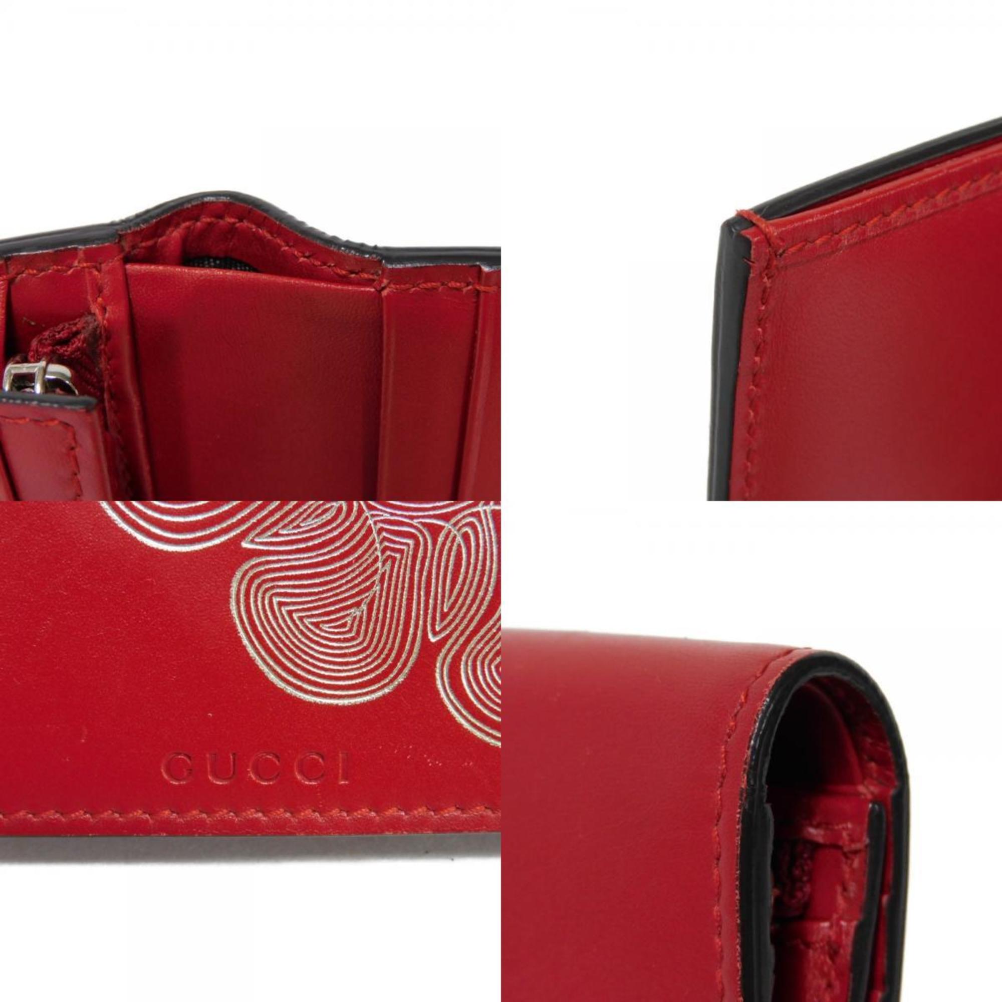 GUCCI Bi-fold wallet Chinese Year Compact Wallet Calfskin Hibiscus Red 465859 CWD9N 9863 Men's Women's