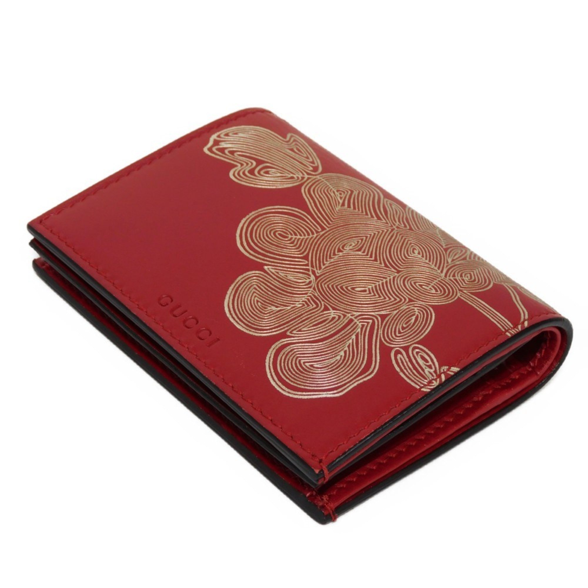 GUCCI Bi-fold wallet Chinese Year Compact Wallet Calfskin Hibiscus Red 465859 CWD9N 9863 Men's Women's