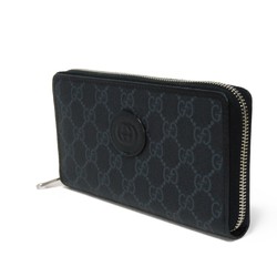 GUCCI Long Wallet Interlocking G Zip Around Current Round GG Supreme Black 673003 92TCN 1000 Men's