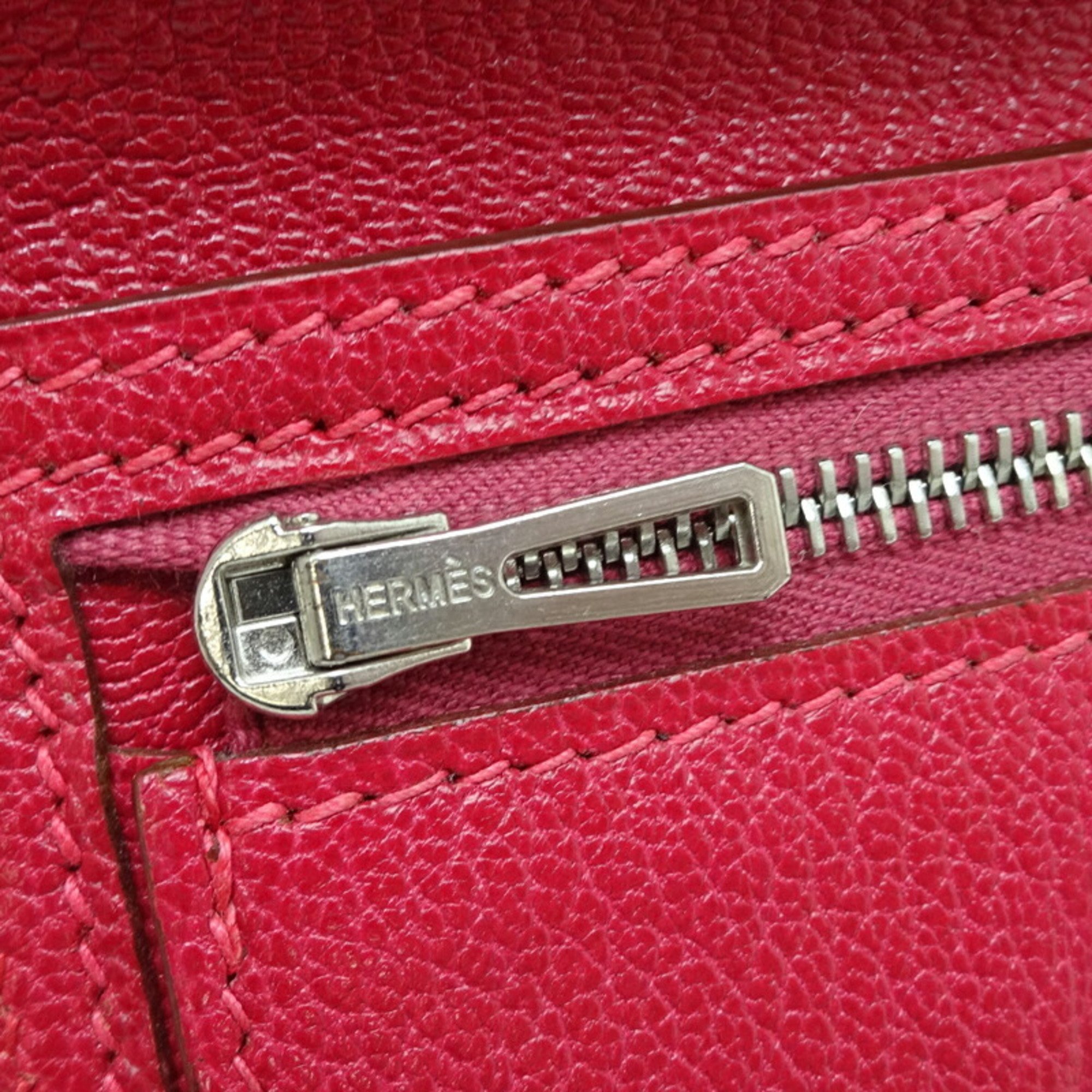 Hermes Bearn Classic □G stamp 2003 Ladies long wallet Chevre Red