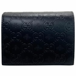 Gucci Card Case GG Alveare Bi-fold Wallet Leather Black 410120 GUCCI Guccissima Bee Compact Business Holder AHSR-13508