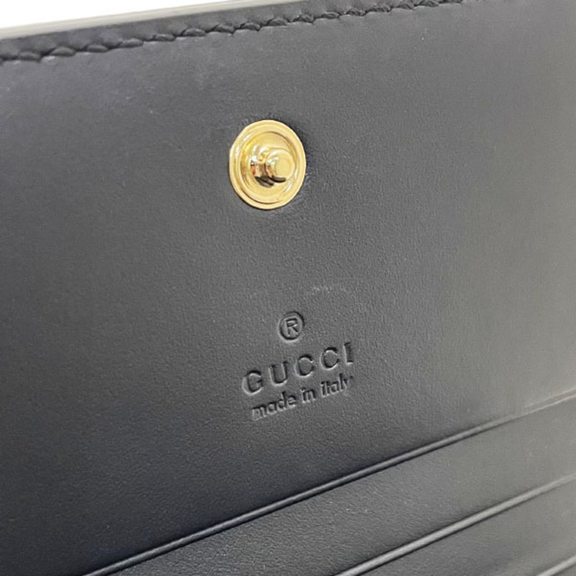 Gucci Card Case GG Alveare Bi-fold Wallet Leather Black 410120 GUCCI Guccissima Bee Compact Business Holder AHSR-13508