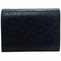 Gucci Card Case GG Alveare Bi-fold Wallet Leather Black 410120 GUCCI Guccissima Bee Compact Business Holder AHSR-13508