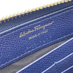 Salvatore Ferragamo Vara L-shaped long wallet in calf leather, navy blue, size 22 C907 ribbon for women THK-13518