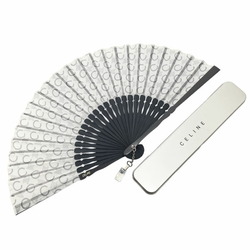 Celine Folding Fan Macadam Uchiwa Ivory White Charcoal Gray 116-5005-A CELINE AA-12927